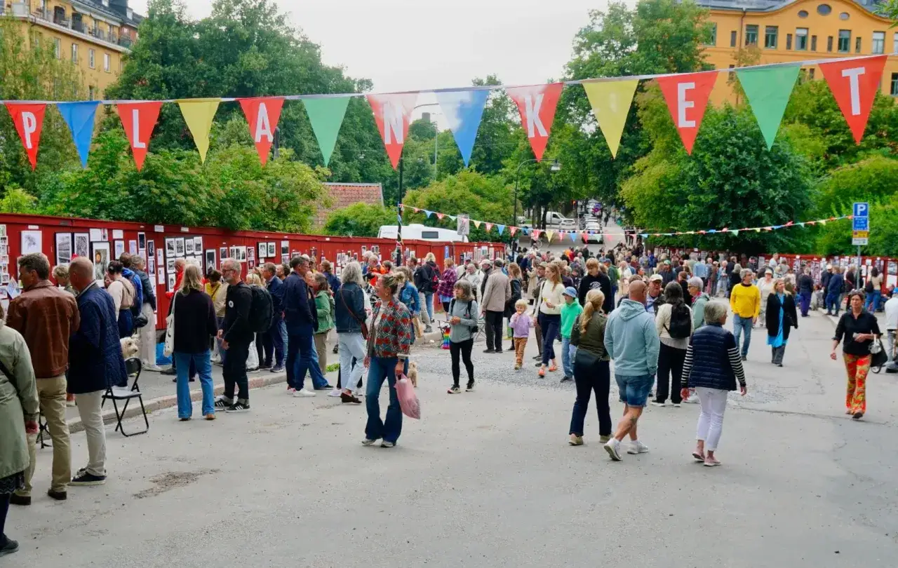 F&auml;rgglada vimplar med texten 