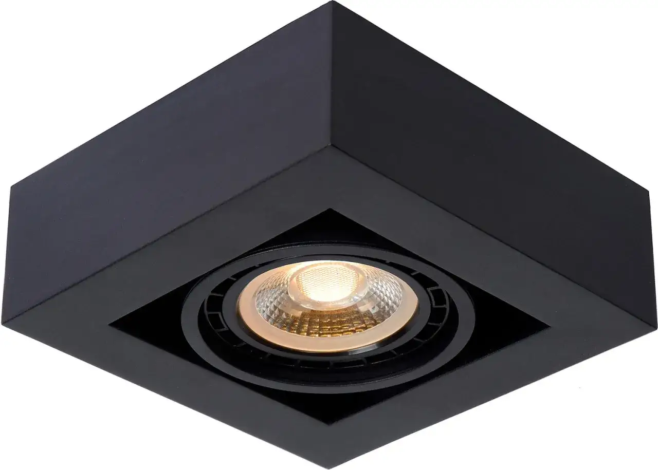 Caisson plafond noir avec un spot LED int&eacute;gr&eacute;, design moderne pour un &eacute;clairage discret et efficace.