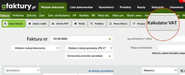 kalkulator VAT, faktura VAT, rozliczenie podatkowe