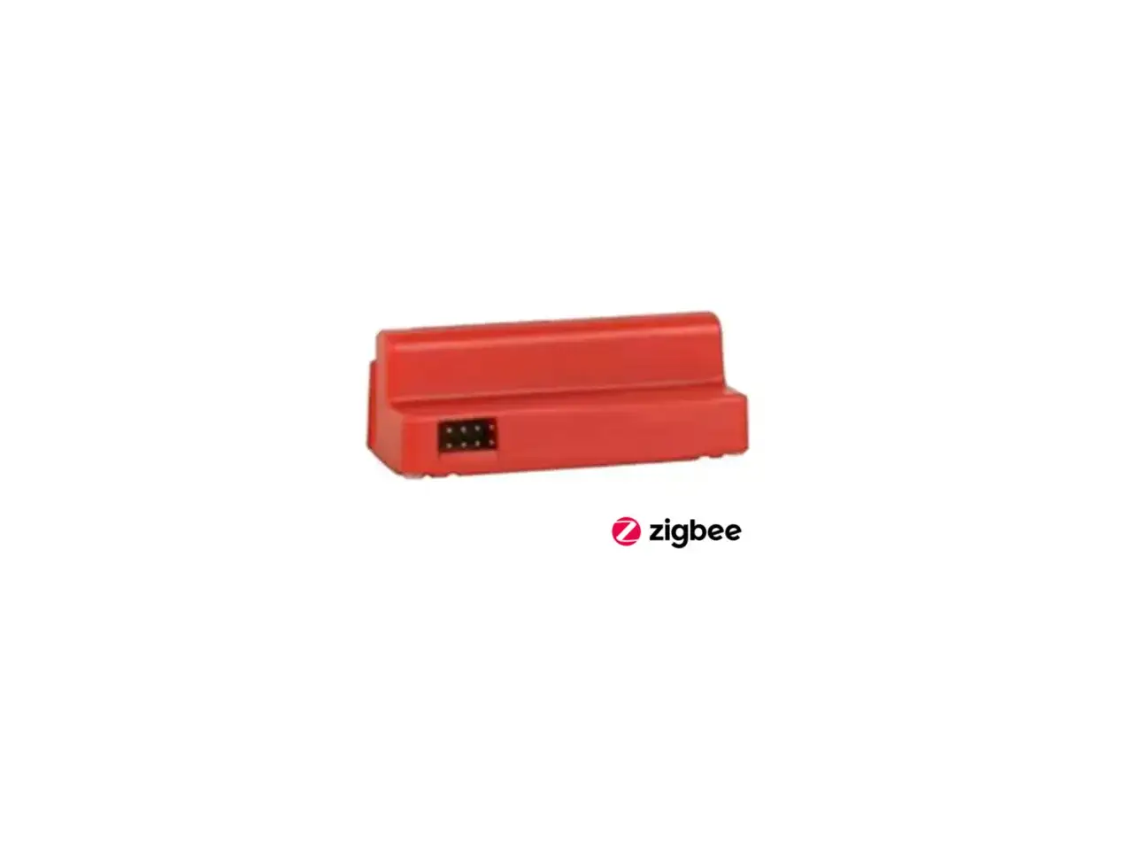 Röd Yale Doorman Zigbee-modul med sex stift.