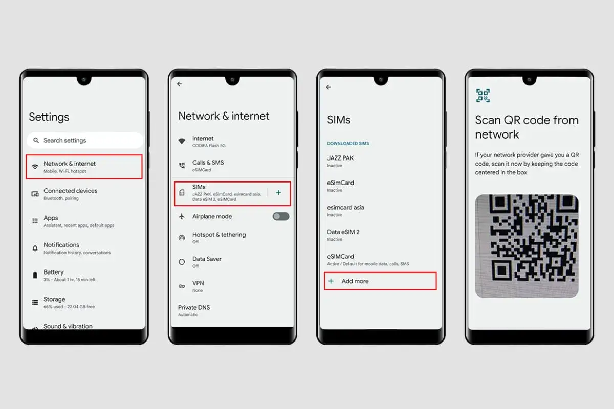 Jak aktywować esim? Na ekranie telefonu widzimy kroki: 