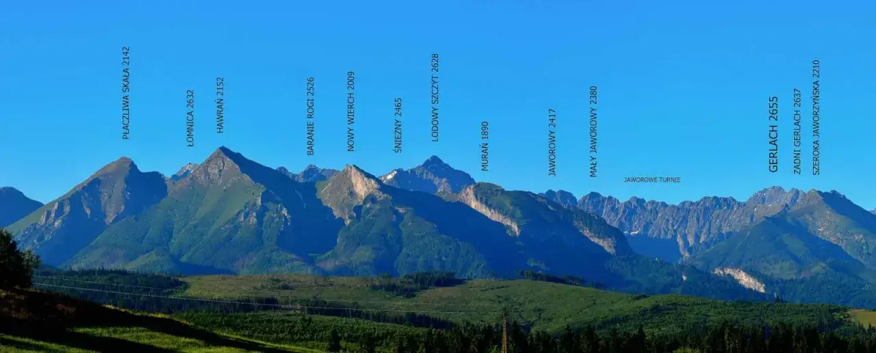 Panorama Tatr z Bukowiny Tatrzańskiej