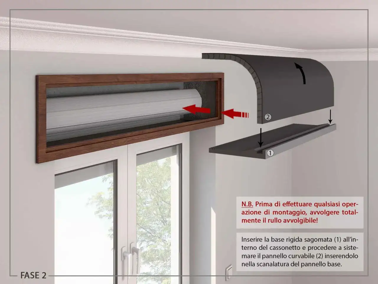 Installazione fai da te per l'isolamento acustico delle finestre: montaggio del cassonetto e pannello curvabile.