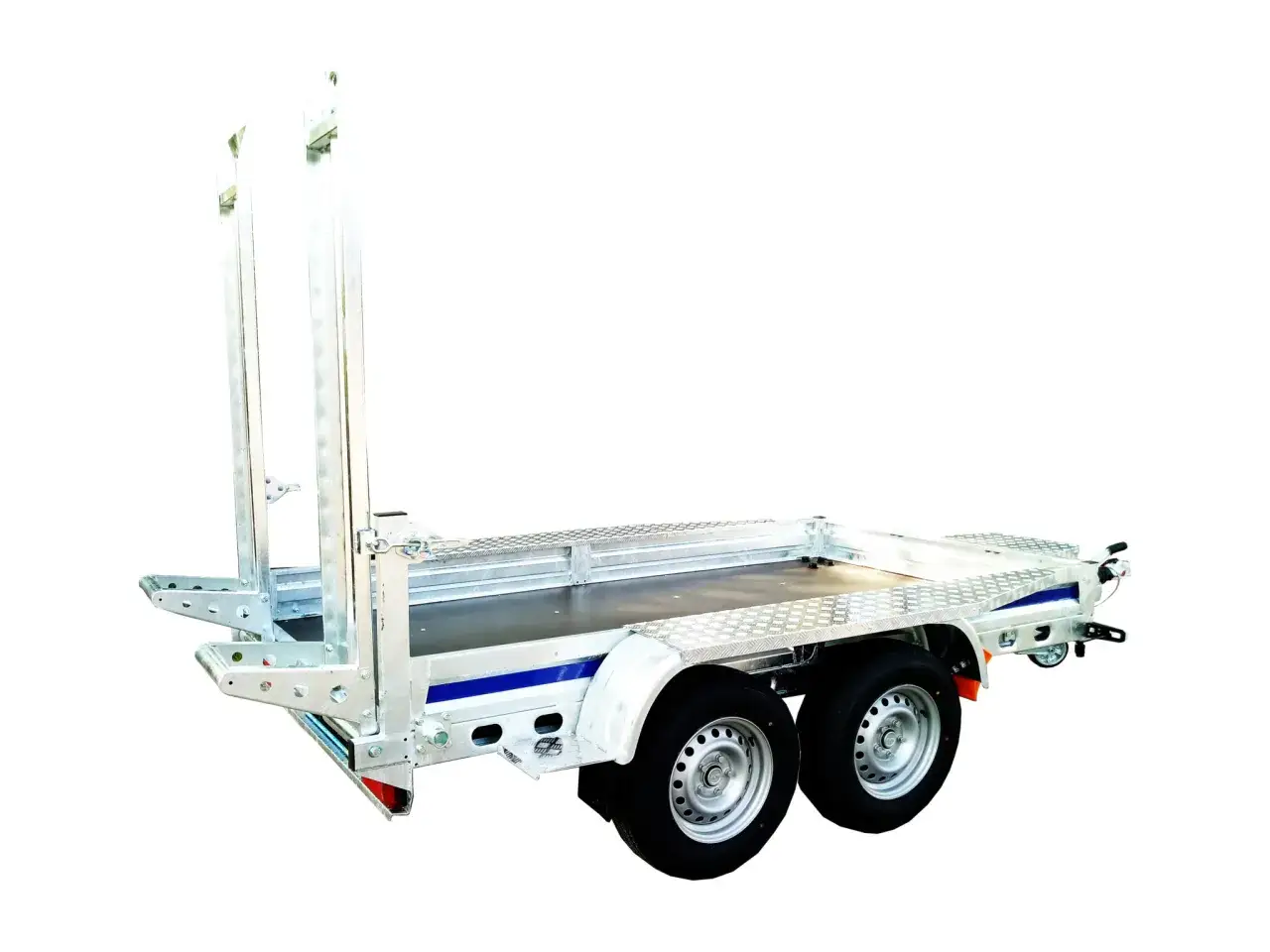 Dubbelaxlad sl&auml;pvagn i aluminium med uppk&ouml;rningsram. Perfekt f&ouml;r att transportera fordon, med en imponerande fordons totalvikt.