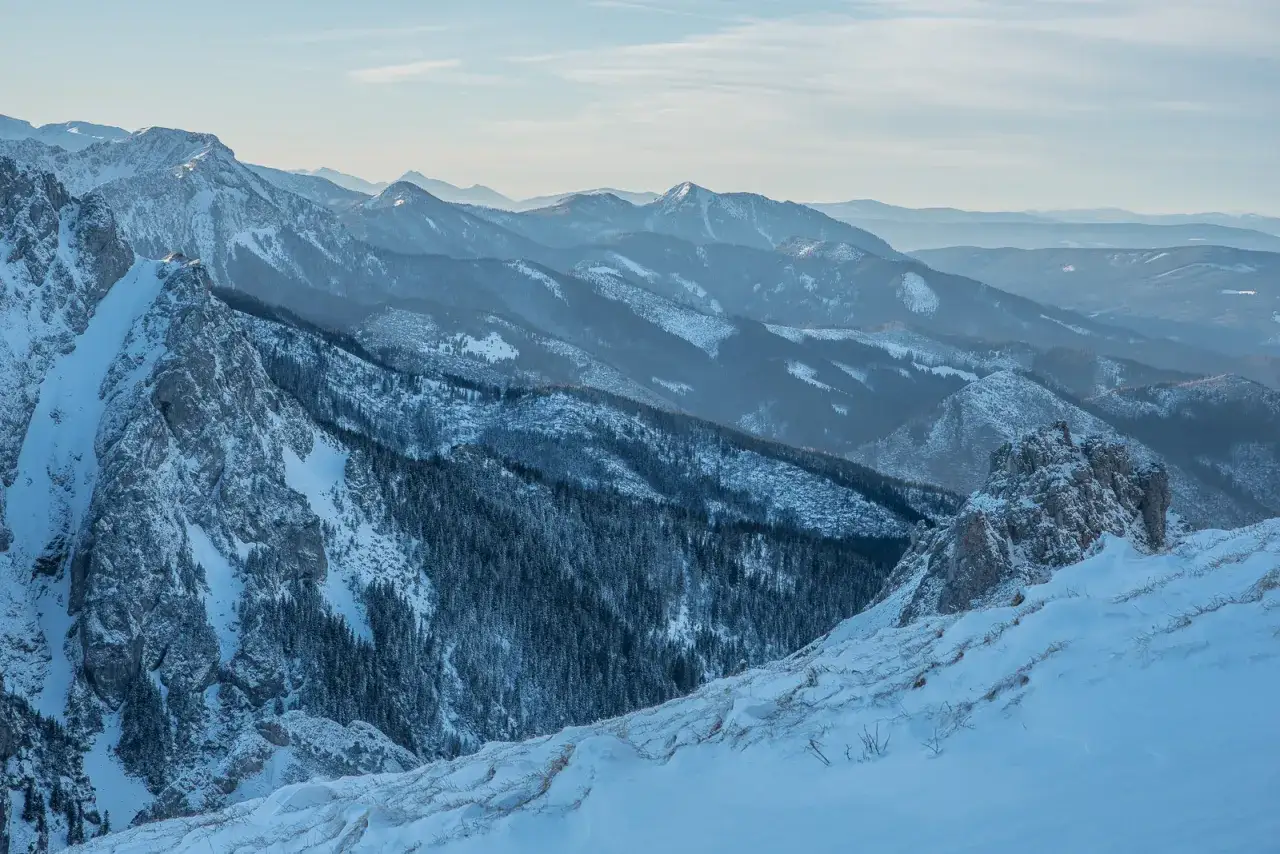 Zakopane zimą panorama Giewont śnieg