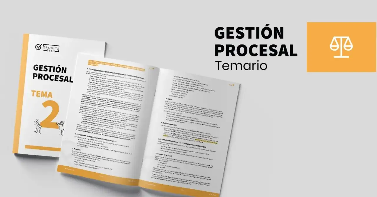 Temario de Gesti&oacute;n Procesal con el tema 2 destacado. Ideal para preparar ex&aacute;menes anteriores de gesti&oacute;n procesal.