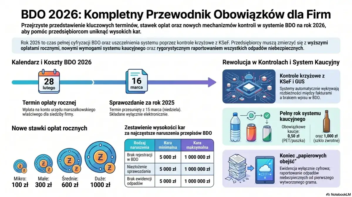 BDO 2026: cyfryzacja, kontrole KSeF, system kaucyjny i kary. Poznaj nowe obowiązki firm i uniknij wysokich opłat.