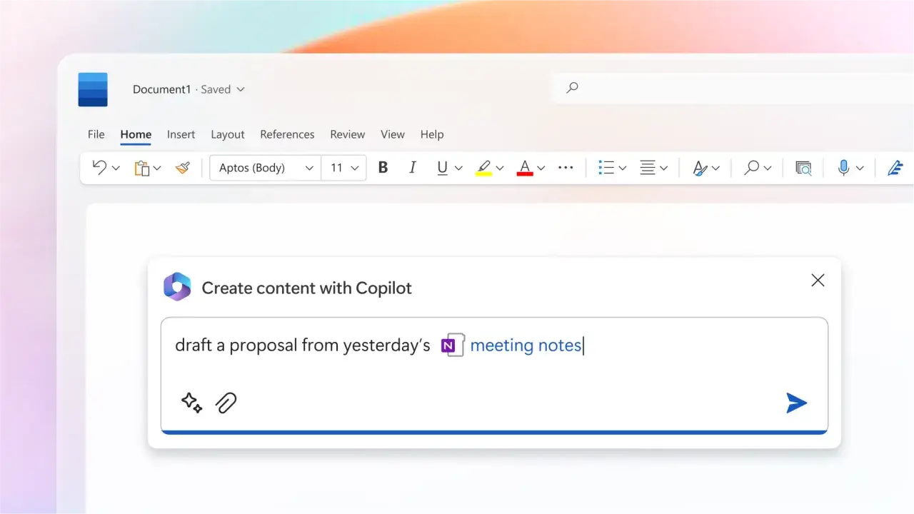 Microsoft Copilot pomaga tworzyć propozycję na podstawie notatek ze spotkania.