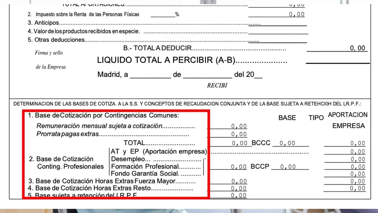 Detalle de la base de cotizaci&oacute;n por contingencias comunes, incluyendo remuneraci&oacute;n y prorratas.