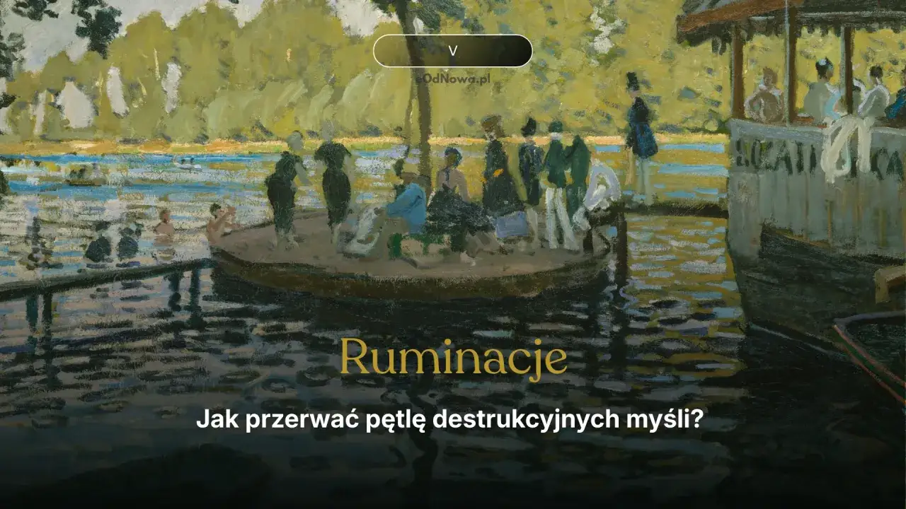 Ludzie na łodzi i w wodzie, jakby uwięzieni w **rozpamiętywaniu przeszłości choroba**. Jak przerwać pętlę destrukcyjnych myśli?