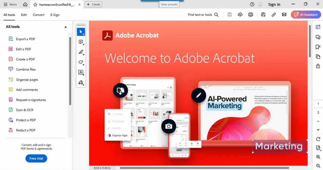 Adobe Acrobat oferuje narzędzia do edycji i tworzenia PDF-ów. Wypróbuj adobe acrobat za darmo, aby zarządzać dokumentami.