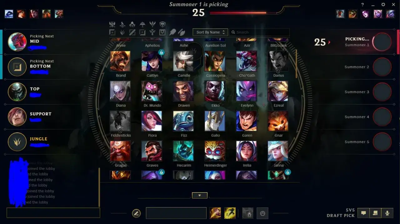 League of Legends character selection screen