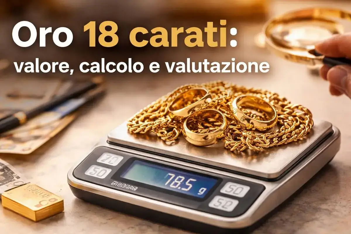 Gioielli d'oro su una bilancia digitale, che mostra come si misura l'oro. Valutazione e calcolo del valore.