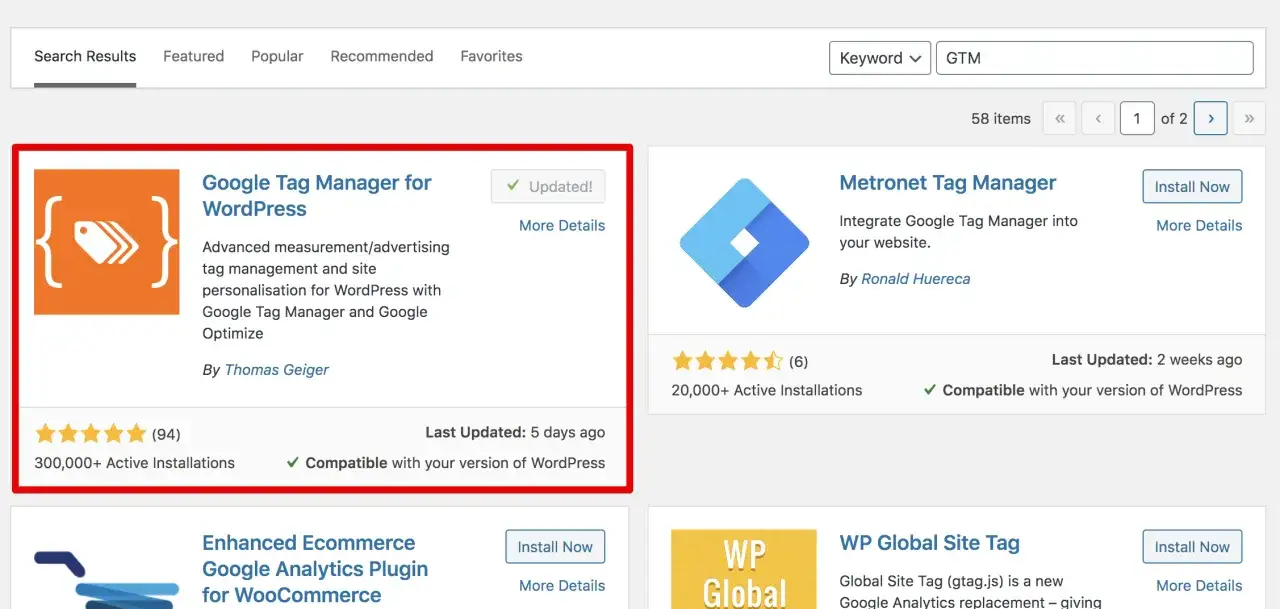 Wtyczka Google Tag Manager dla WordPress, z ponad 300 tys. instalacji, ułatwia zarządzanie tagami i personalizację strony.