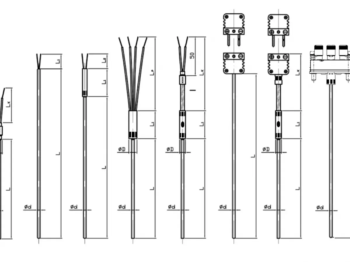Budowa termopary typu K schemat