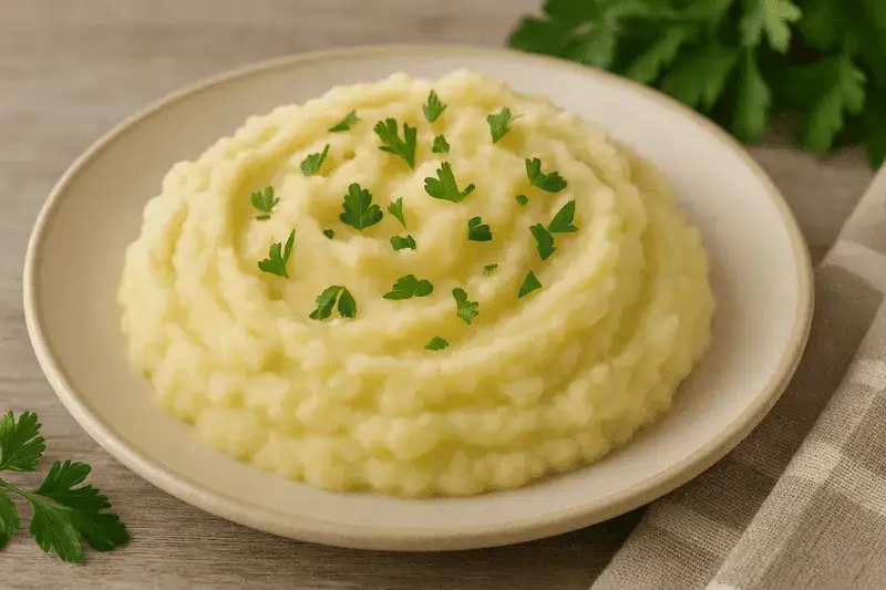 składniki na dietetyczne puree: jogurt, kefir, mleko roślinne, ziemniaki mączyste