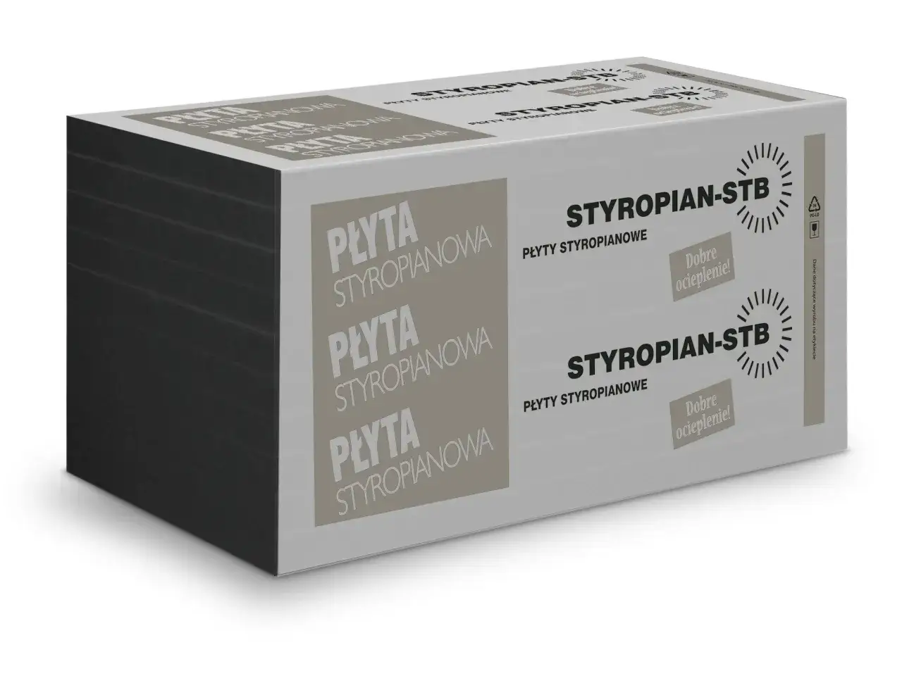 Paczka płyt styropianowych STYROPIAN-STB, idealnych do ocieplenia. Zastanawiasz się, ile kosztuje paczka styropianu 15 cm? Sprawdź etykietę!