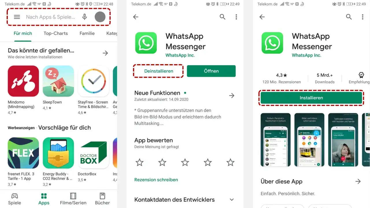 WhatsApp Installation Android Schritt für Schritt