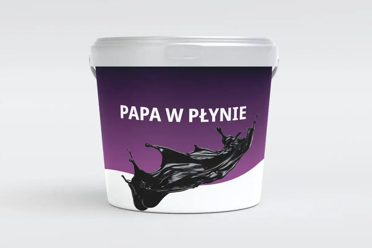 Białe wiaderko z fioletowym pasem i napisem 