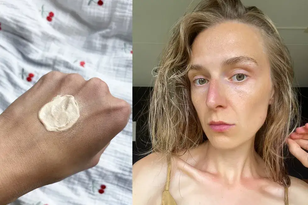 kobieta z promienną cerą, efekt glow, różnorodne kremy rozświetlające