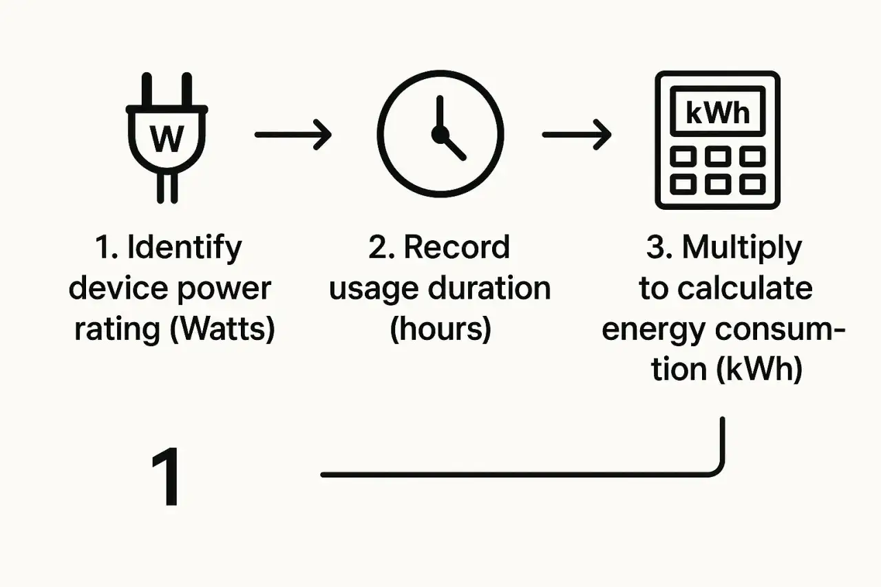 Dowiedz się, jak przeliczyć kW na kWh: zidentyfikuj moc urządzenia (W), zapisz czas pracy (godziny) i pomnóż, by obliczyć zużycie energii (kWh).