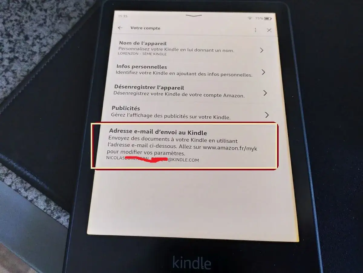 Adresse e-mail pour envoyer un ebook Fnac sur Kindle. Permet d'envoyer des documents à votre liseuse.