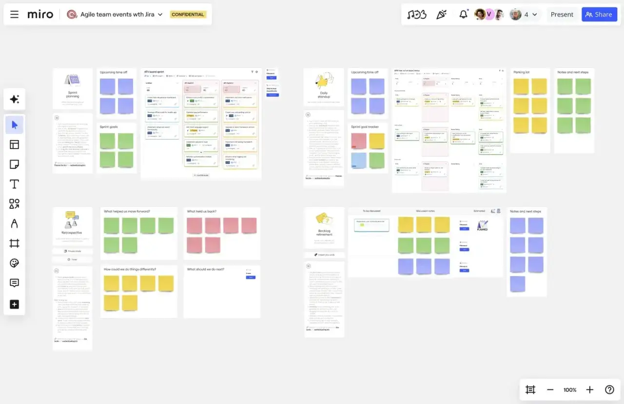 Agile Team Events mit Jira: Sprint-Planung, Ziele, Retrospektive und täglicher Standup. Ein agiles Team organisiert sich.