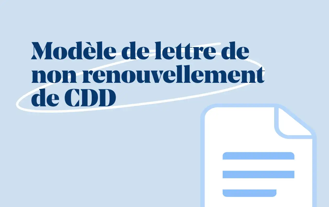 Mod&egrave;le de lettre pour un refus de renouvellement de CDD. Ic&ocirc;ne de document stylis&eacute;.