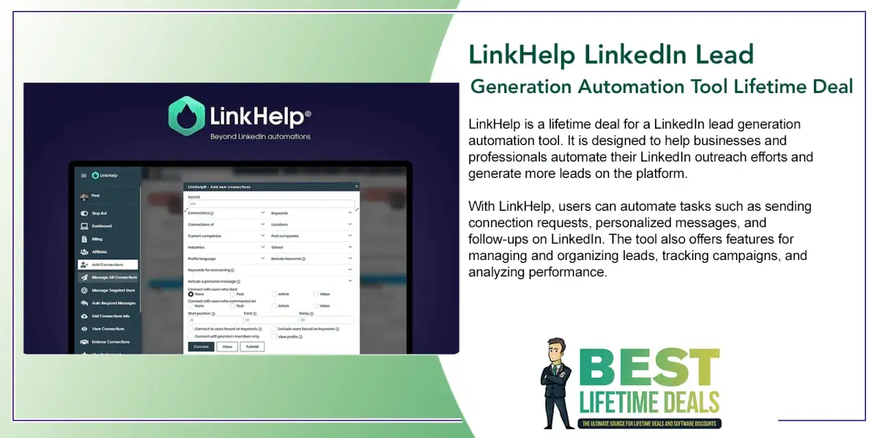 LinkHelp, narzędzie do automatyzacji LinkedIn, działa jak phantom buster, usprawniając dodawanie kontakt&oacute;w i generowanie lead&oacute;w.
