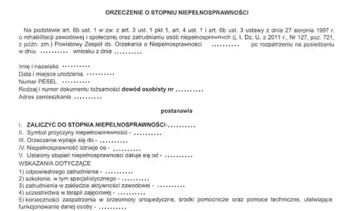 dokumenty do orzeczenia o niepełnosprawności