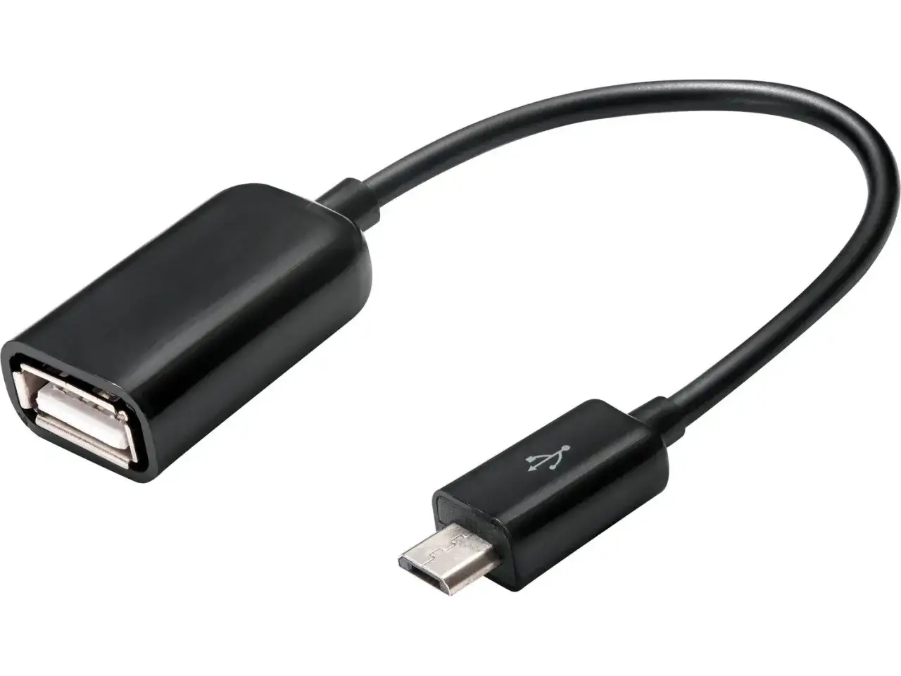 Adaptador USB OTG negro, ideal para conectar dispositivos y expandir las funciones de tu Fire OS.