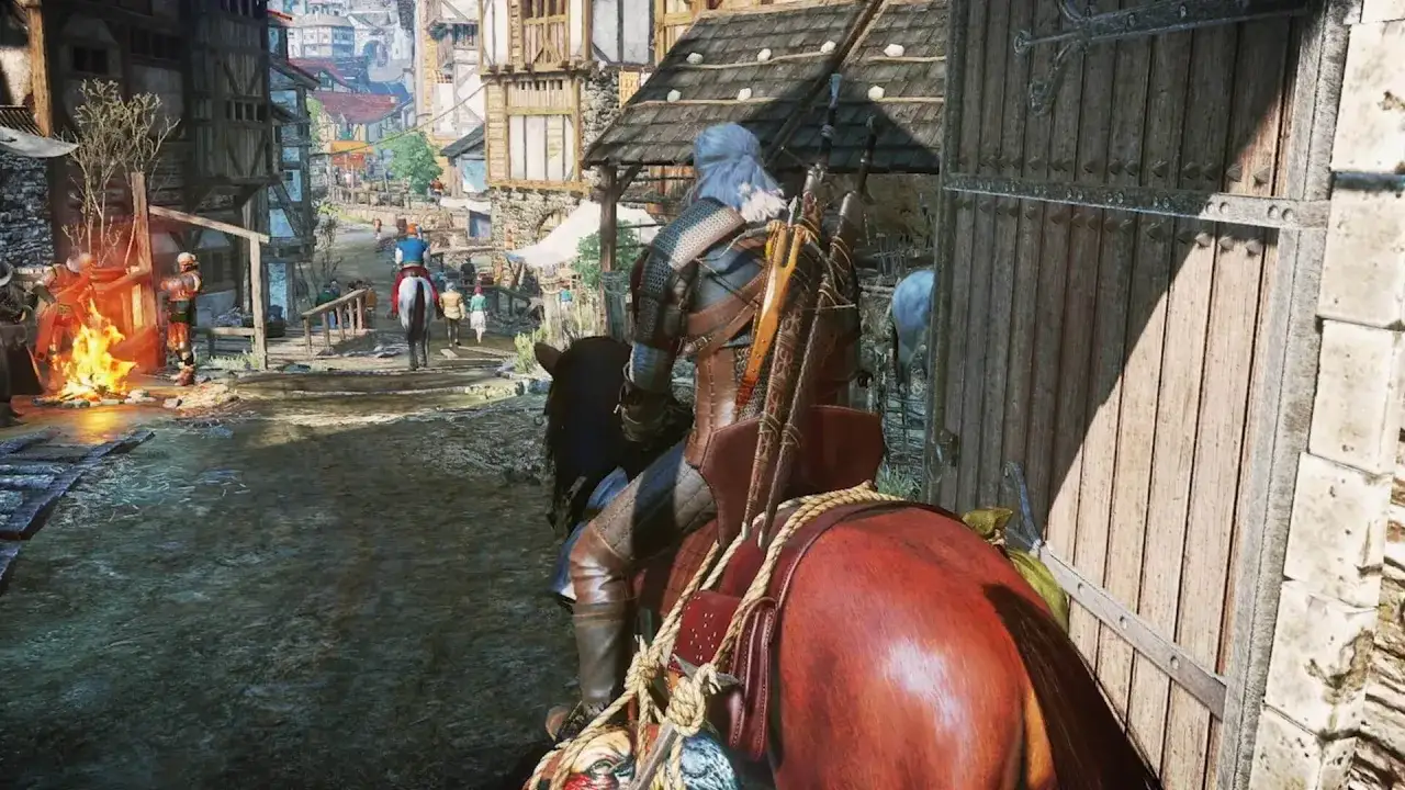 Geralt na koniu wjeżdża do miasta, gdzie płonie ognisko. Zapowiada się nowy dodatek do Wiedźmina 3.