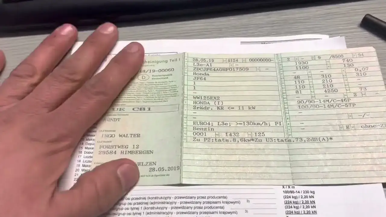 dokumenty rejestracja samochodu z Niemiec