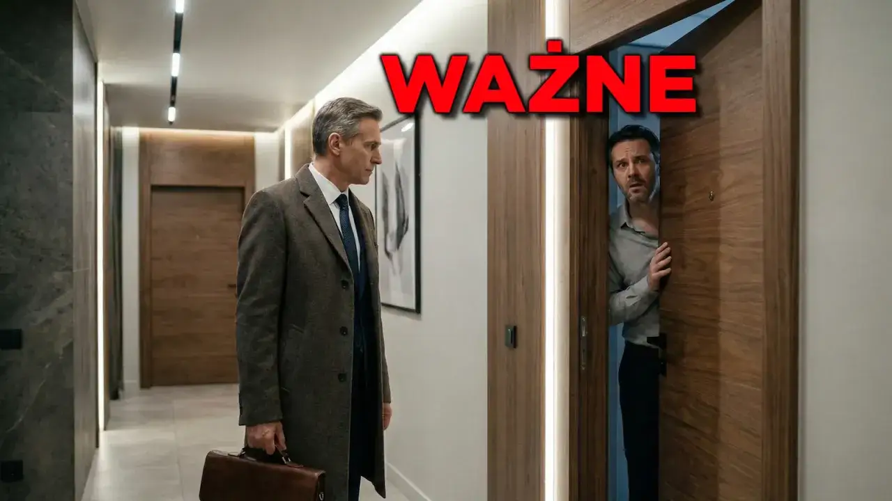 Mężczyzna w płaszczu z teczką przed drzwiami, z których wygląda inny mężczyzna. Czy nadzór budowlany może wejść do mieszkania?