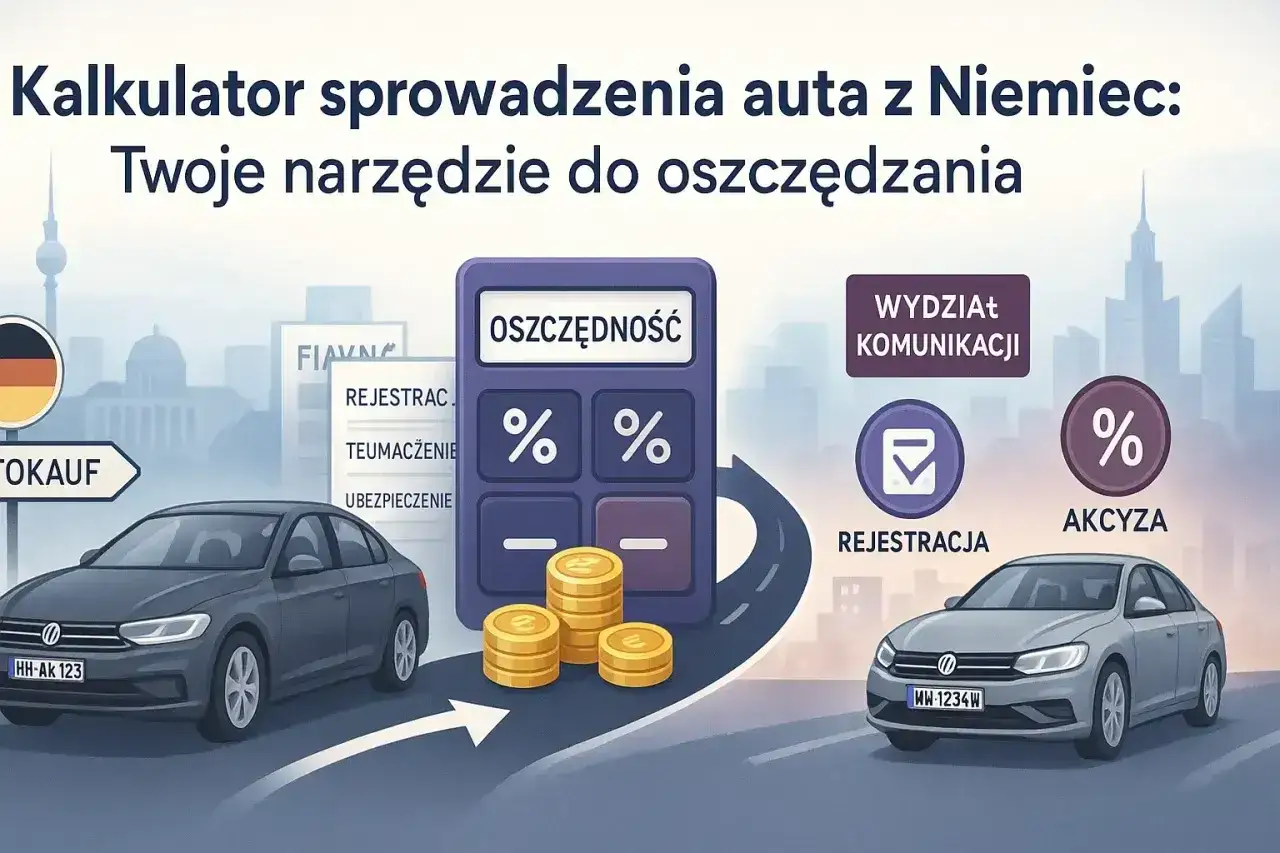 Kalkulator sprowadzenia auta z Niemiec pokazuje koszty: rejestracji, ubezpieczenia i akcyzy, pomagając oszczędzać.