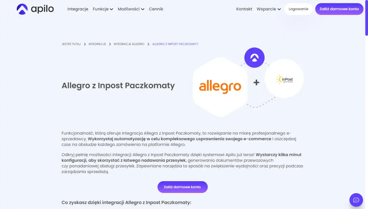 Jak połączyć Allegro z InPost Paczkomaty? Apilo ułatwia integrację, automatyzując wysyłki i usprawniając sprzedaż.