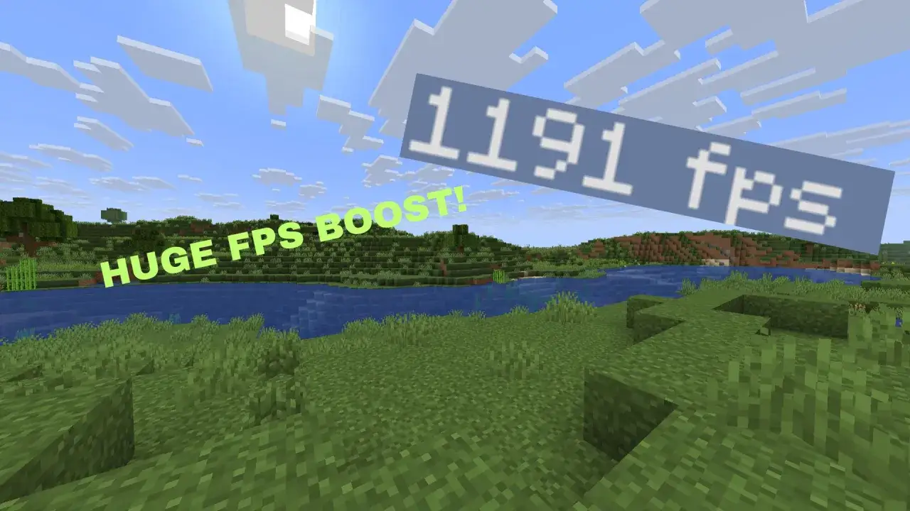 Ogromny wzrost FPS w Minecraft z Optifine 1.21.5, osiągający 1191 klatek na sekundę.