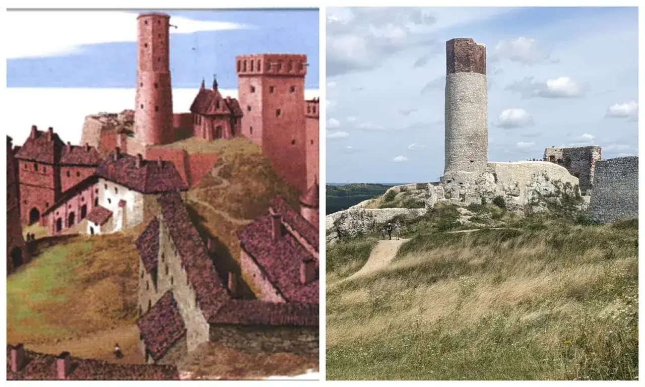 Zamek w Olsztynie: dawna wizja i dzisiejsze ruiny.