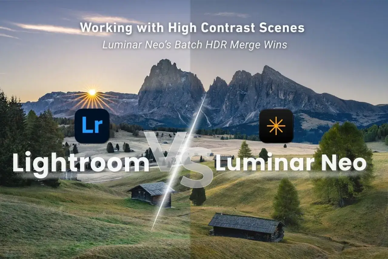 Porównanie Lightroom i Luminar Neo w pracy z wysokim kontrastem. Luminar Neo wygrywa dzięki funkcji HDR.