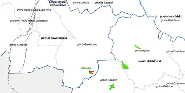 Mapa rezerwatów Piekiełko w Polsce