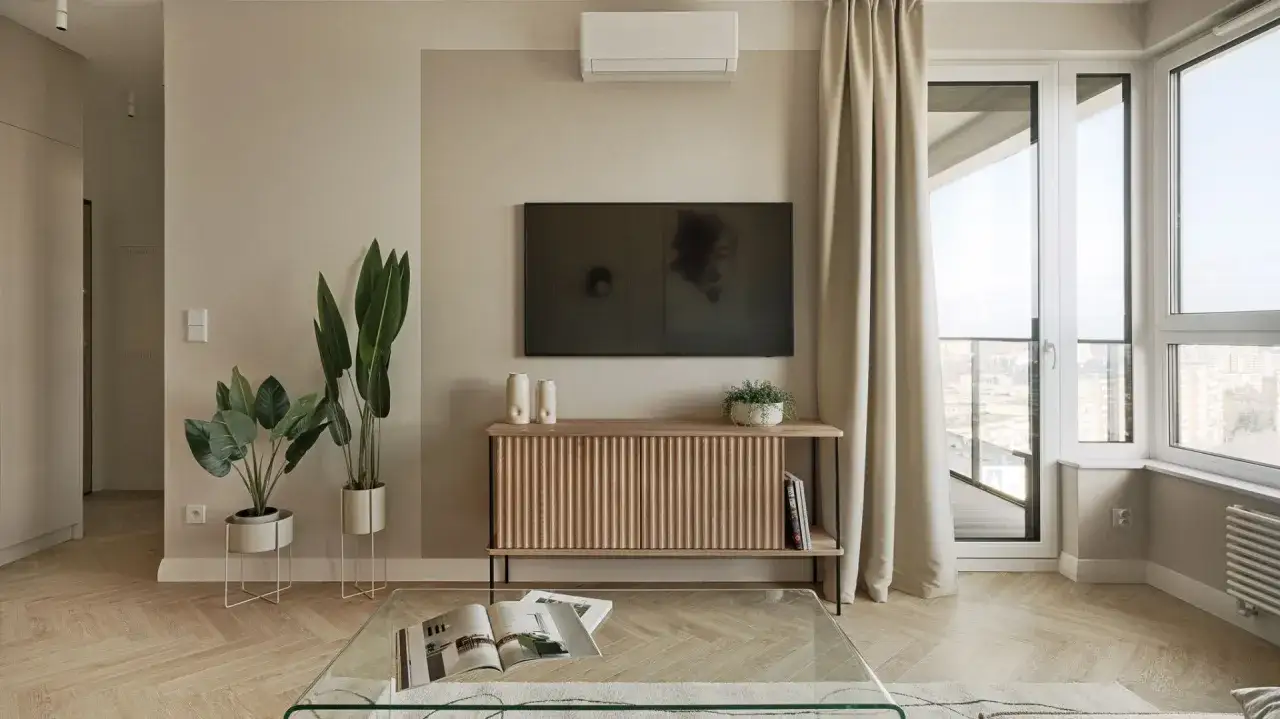 beżowe ściany salon inspiracje