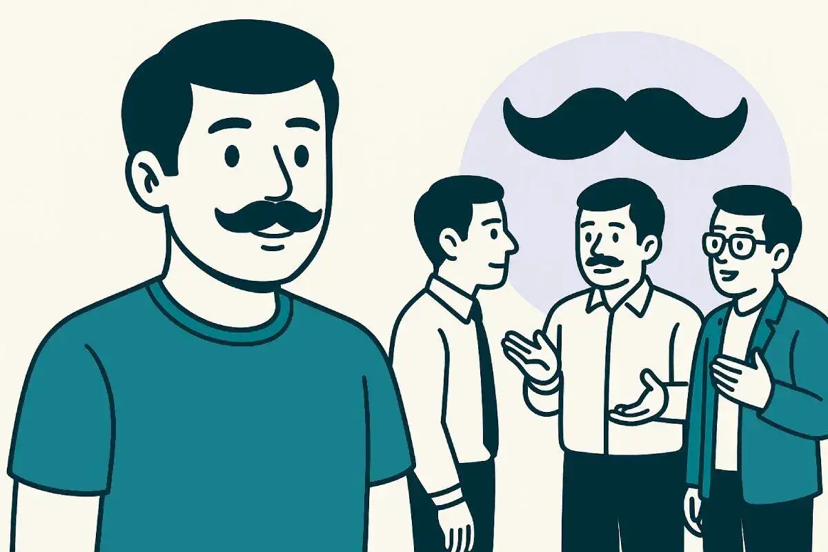 Hombres con bigote discuten sobre Movember, que es la campa&ntilde;a anual para concienciar sobre la salud masculina.