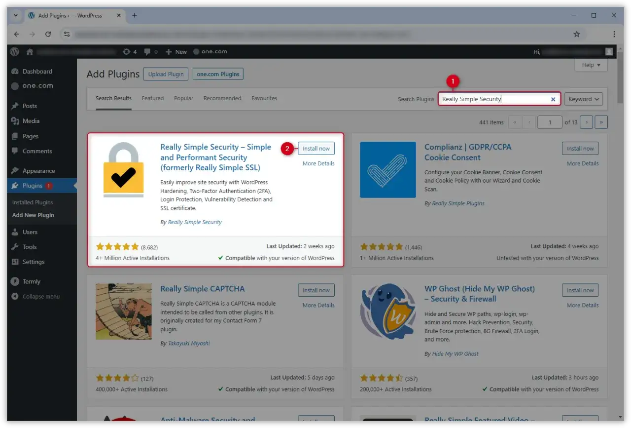 Szukaj wtyczek WordPress, wpisując 