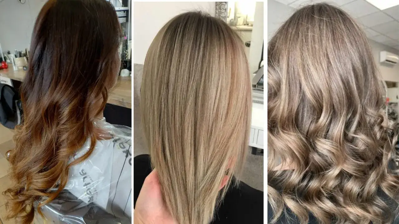 Trzy odsłony pięknych, naturalnych **bronde włosów**: od ciemnego ombre po jasne refleksy i fale.