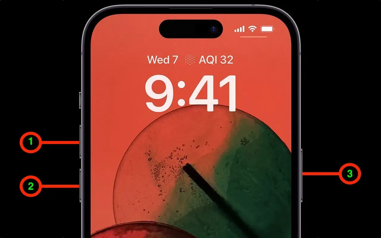 iPhone 14 twardy reset instrukcja graficzna
