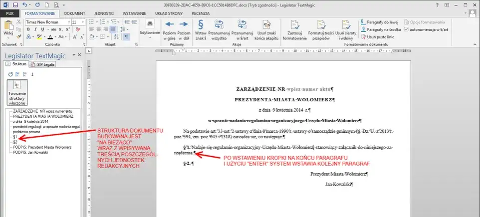 Struktura artykułu prawnego przykład