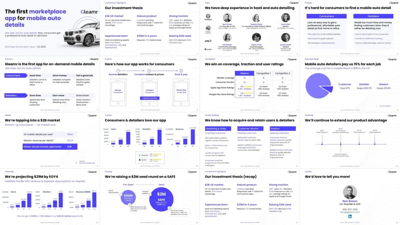 przykładowy pitch deck startupu