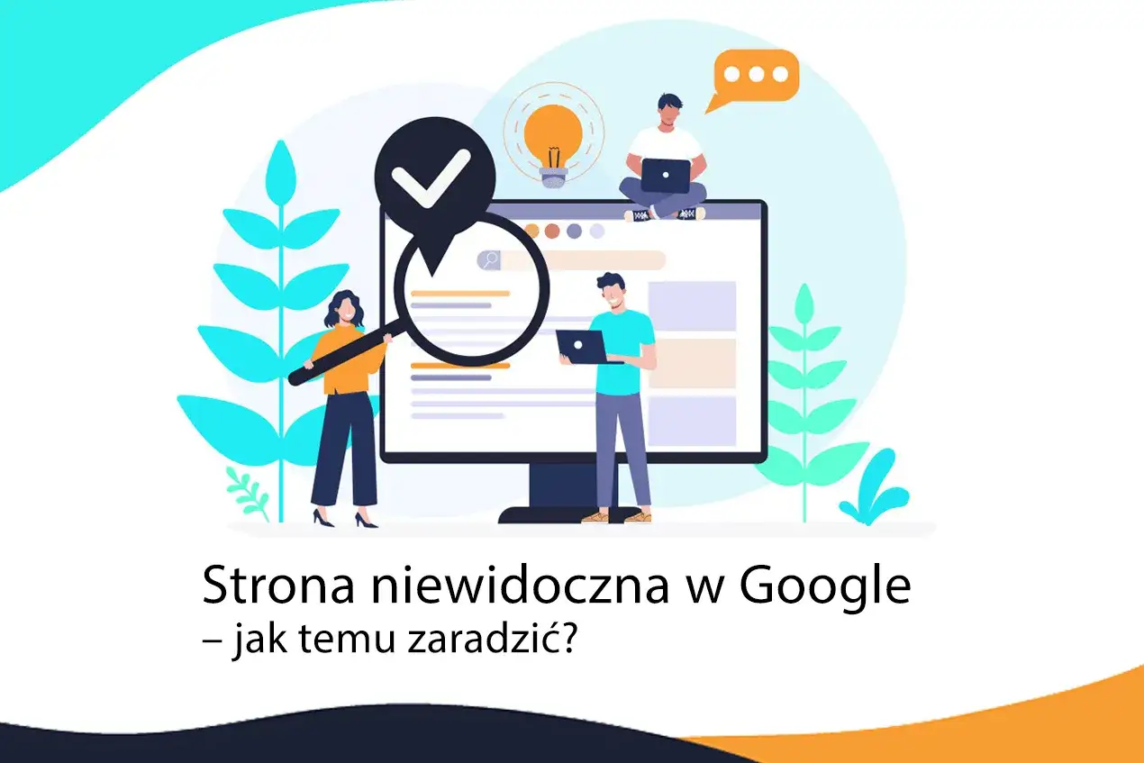 Ludzie analizują wyniki wyszukiwania na ekranie komputera, szukając odpowiedzi na pytanie: dlaczego moja strona nie jest widoczna w Google?