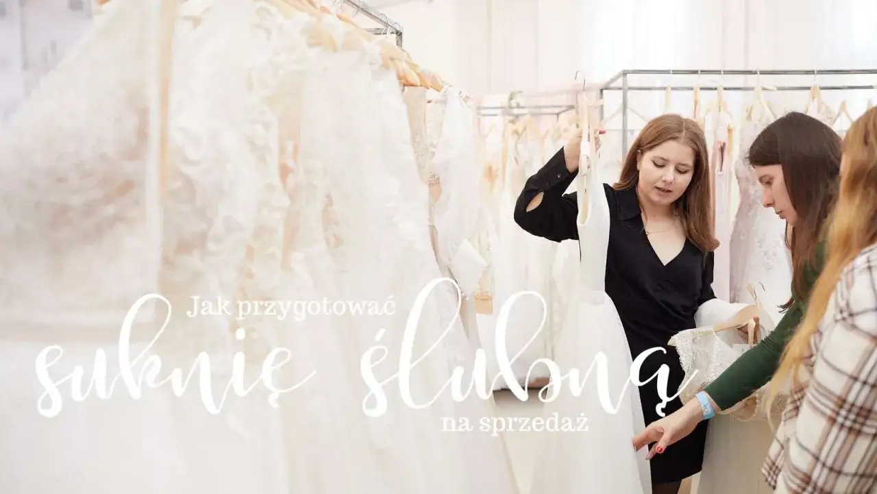 Panna młoda przygotowująca suknię ślubną do sprzedaży, czyszczenie sukni