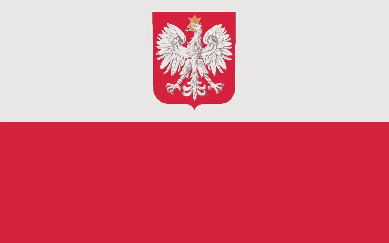 Flaga Polski z godłem i bez
